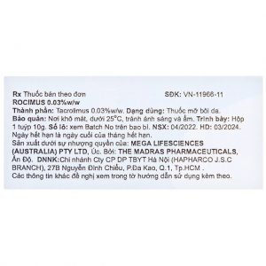 Trường Thọ - Thuốc mỡ bôi da Rocimus 0.03% điều trị viêm da cơ địa (10g) 3 Trường Thọ - 00006399 kem boi rocimus 003 meg 1