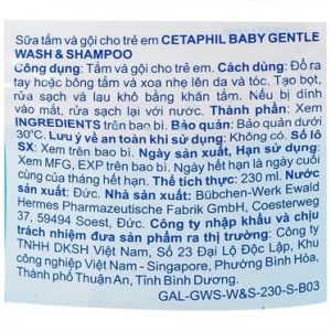 Trường Thọ - Sữa tắm và gội cho trẻ em Cetaphil Baby Gentle Wash And Shampoo 230ml 3 Trường Thọ - Cetaphil baby1