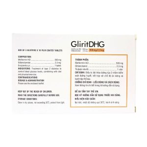 Trường Thọ - Thuốc GliritDHG 500mg/2,5mg điều trị đái tháo đường tuýp 2 (3 vỉ x 10 viên) 1 Trường Thọ - Glirit 500 2.5 2