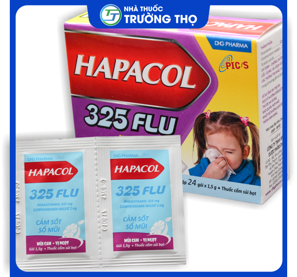 Hapacol 325 Flu Cốm Hapacol 325 Flu Hộp 24 Gói - Dược Hậu Giang