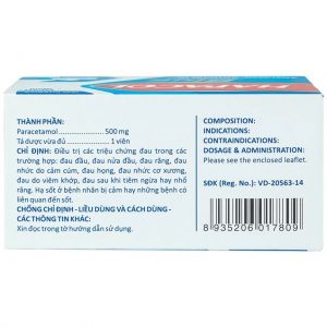 Trường Thọ - Thuốc Hapacol Blue 500 DHG điều trị đau đầu, đau nửa đầu 3 Trường Thọ - Hapacol Blue1