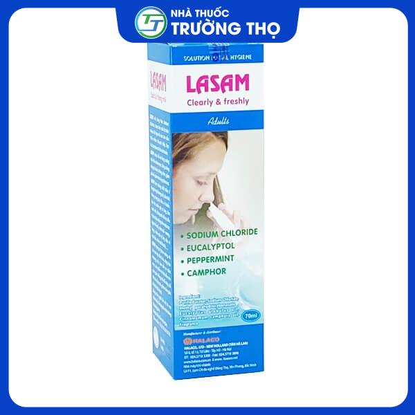 Lasam 70ml Xanh - Tân Hà Lan2 Dung dịch vệ sinh mũi Lasam Halaco hỗ trợ làm sạch mũi họng, ngừa viêm nhiễm dị ứng