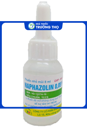 Naphazolin 0,05% Lọ 8ml HN Thuốc nhỏ mũi Naphazolin 0.05% Hanoi pharma điều trị nghẹt mũi, sổ mũi, viêm mũi