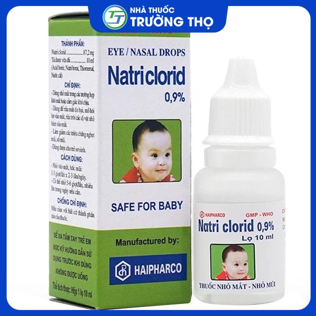 Natriclorid 0,9% 8ml HP Thuốc nhỏ mắt, nhỏ mũi Natri Clorid 0,9% Haipharco giảm khô mắt, nghẹt mũi, sổ mũi