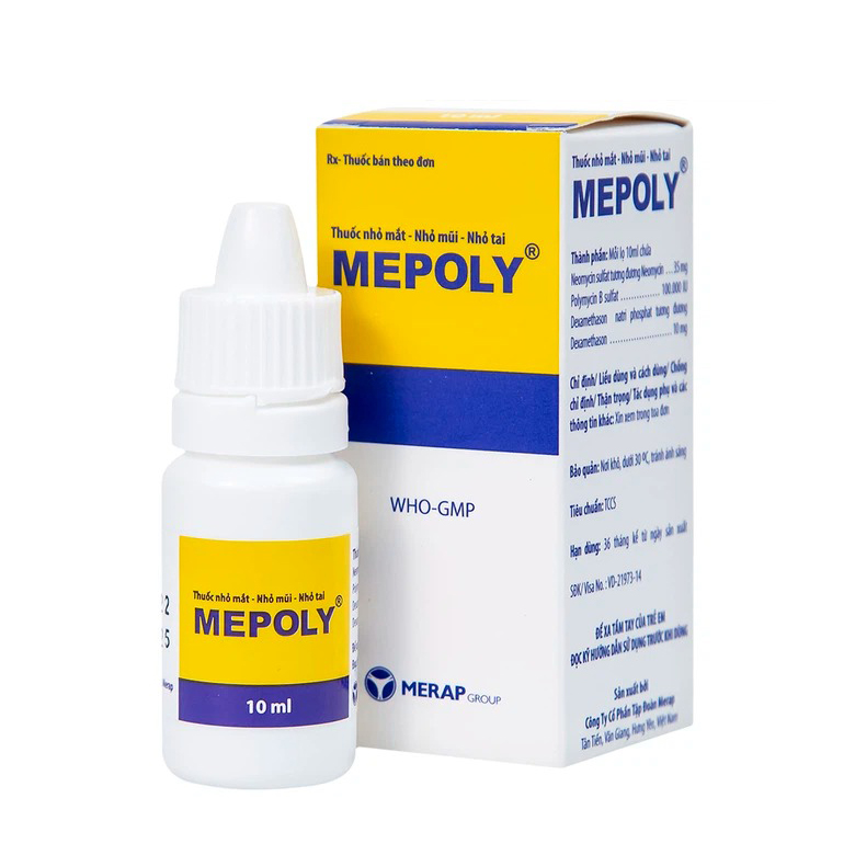 Thuốc Mepoly Merap dùng cho viêm kết mạc, mi mắt, viêm mũi, viêm tai Thuốc Mepoly Merap dùng cho viêm kết mạc, mi mắt, viêm mũi, viêm tai