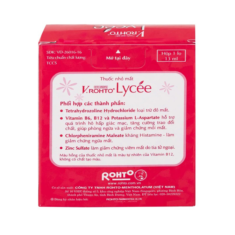 Thuốc nhỏ mắt V.Rohto Lycée 13ml điều trị đỏ mắt, ngứa mắt, mỏi mắt 3 Trường Thọ Thuốc nhỏ mắt V.Rohto Lycée 13ml điều trị đỏ mắt, ngứa mắt, mỏi mắt