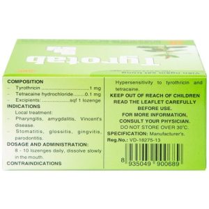Trường Thọ - Viên ngậm Tyrotab trị viêm họng, viêm amidan (10 vỉ x 8 viên) 3 Trường Thọ - Tyrotab 2