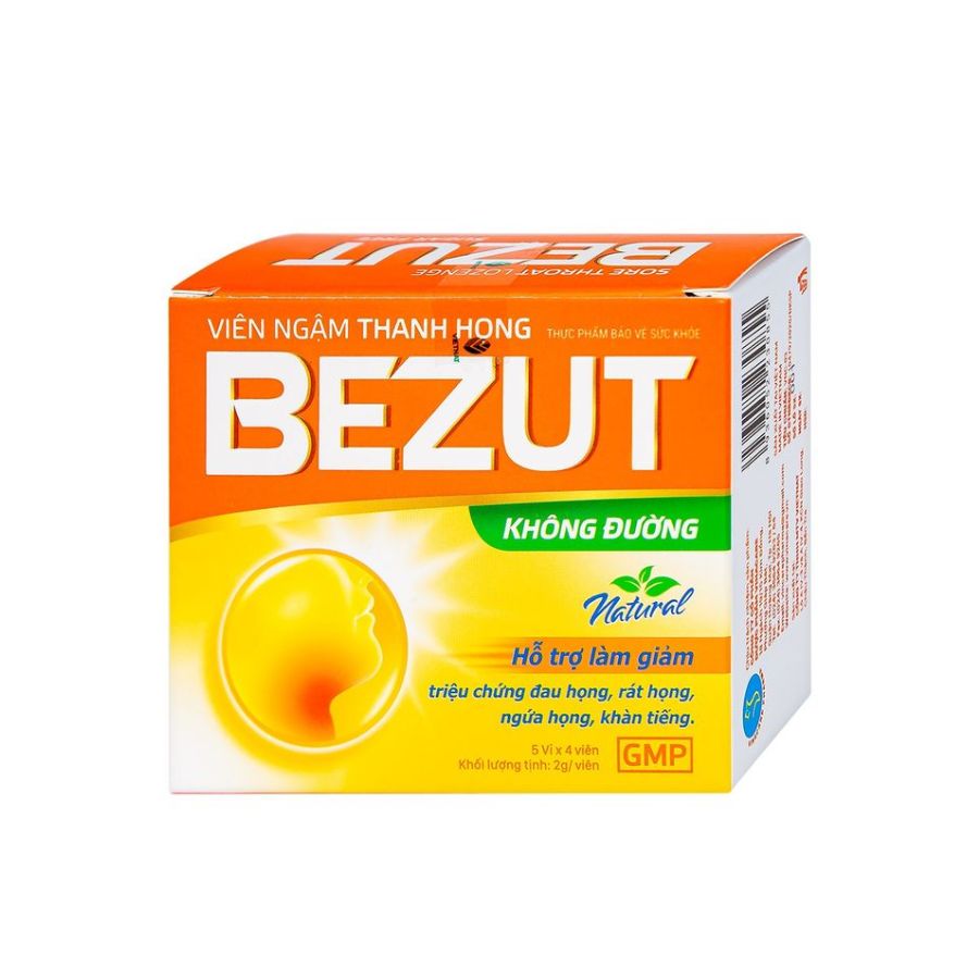 bezut-khong-duong Bezut không đường hỗ trợ giảm đau họng, rát họng (20 viên)