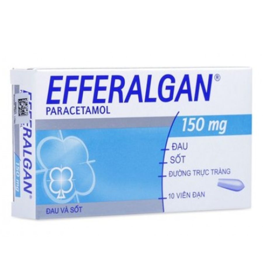 efferalgan-150mg Efferalgan 150mg Viên đặt hạ sốt giảm đau cho trẻ 10-15kg