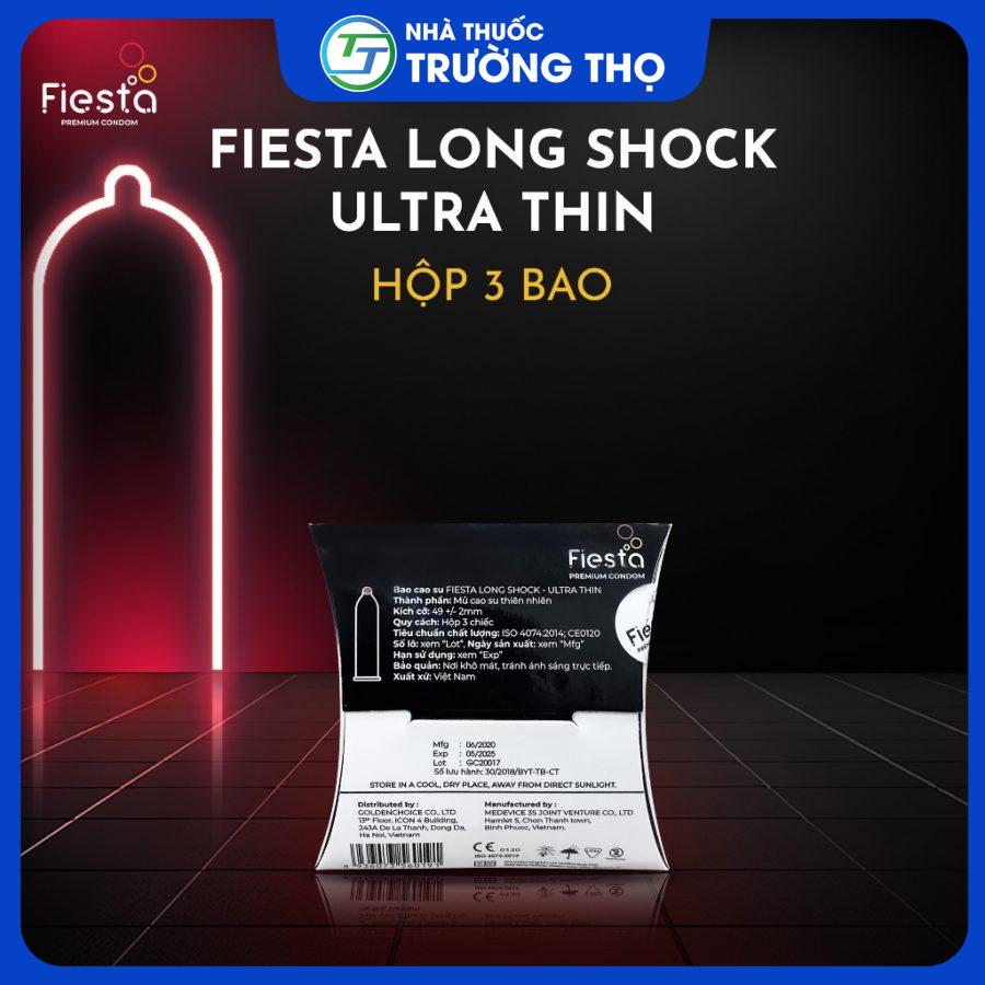 Fiesta Long Shock 3 cái - Bao cao su kéo dài, siêu mỏng