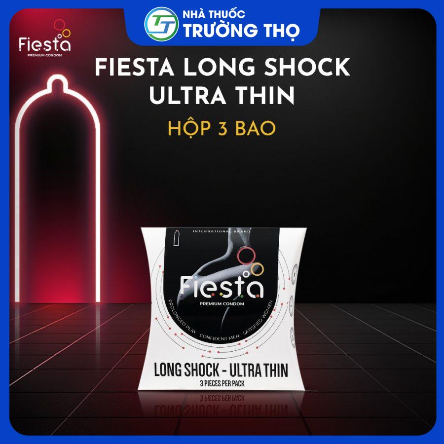 Fiesta Long Shock 3 cái - Bao cao su kéo dài, siêu mỏng