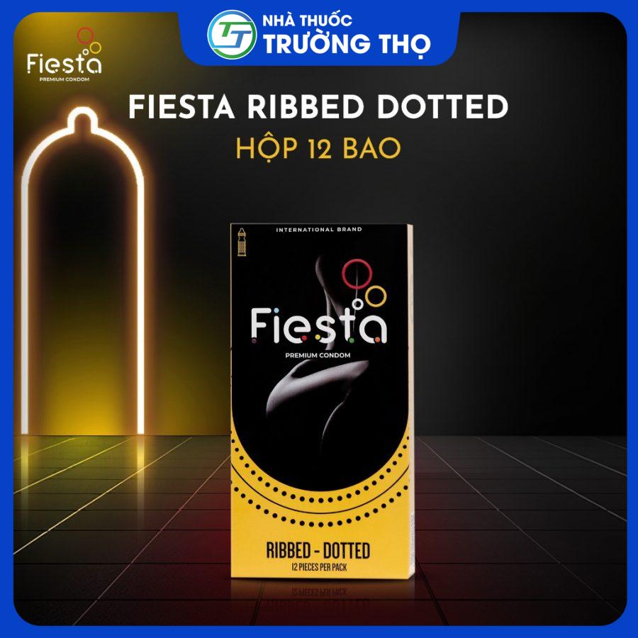 Bao cao su Fiesta Ribbed Dotted gân, gai, bo đầu 12 cái