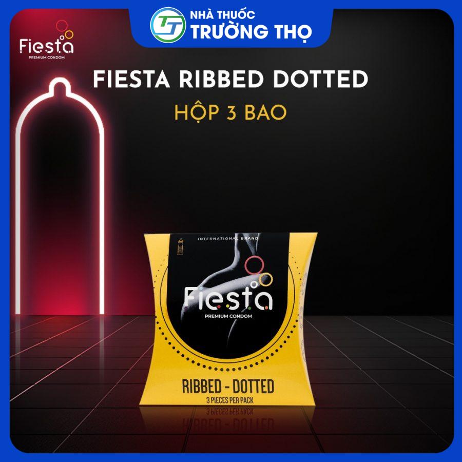 Bao cao su Fiesta Ribbed Dotted 3 cái gân, gai, bo đầu 3 IN 1
