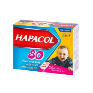 Trường Thọ - Bột sủi Hapacol 80mg DHG giảm đau, hạ sốt hộp 24 gói 1 Trường Thọ - hapacol 80mg