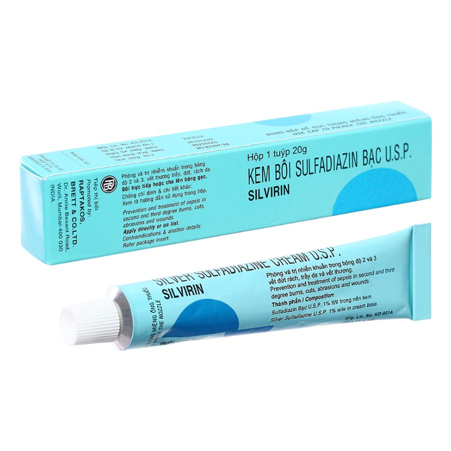 kem-boi-Silvirin Kem bôi Silvirin trị nhiễm khuẩn trong phỏng độ hai/ba (20g)