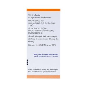 Trường Thọ - Dung dịch uống Zyrtec GSK giảm viêm mũi dị ứng, mày đay (60ml) 2 Trường Thọ - Zyrtec 1