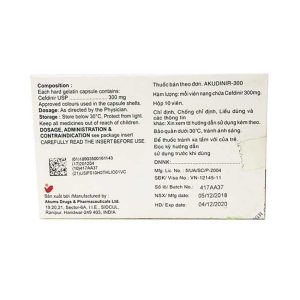 Trường Thọ - Thuốc Akudinir 300 điều trị nhiễm khuẩn nặng (Hộp 10 vỉ x 10 viên) 1 Trường Thọ - Akudinir 2