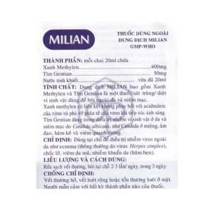 Trường Thọ - Dung dịch Milian điều trị nhiễm virus ngoài da, chốc lở, viêm da mủ (20ml) 3 Trường Thọ - mi3