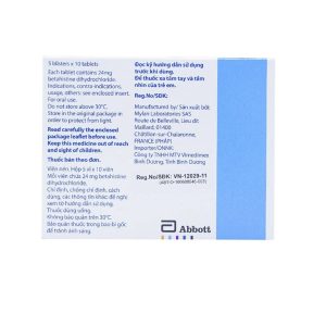 Trường Thọ - Thuốc Betaserc 24mg Abbott điều trị hội chứng Meniere (5 vỉ x 10 viên) 1 Trường Thọ - Betaserc 24mg 3