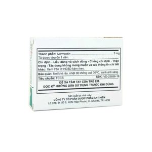 Trường Thọ - Thuốc Ivermectin 3 A.T An Thiên điều trị bệnh giun chỉ Onchocerca, bệnh giun lươn ở ruột (1 vỉ x 4 viên) 1 Trường Thọ - Ivermectin 3mg 1