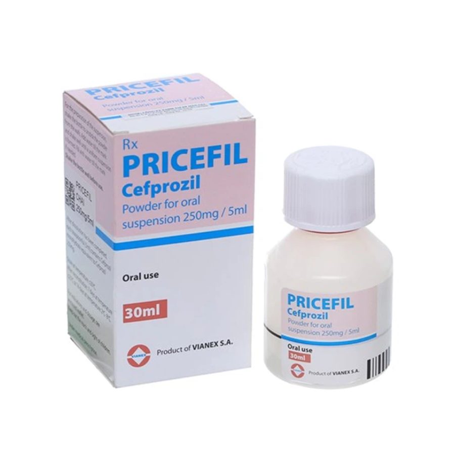 Pricefil 250mg Bột pha hỗn dịch uống Pricefil 250mg/5ml