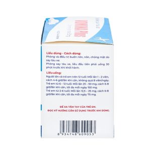 Trường Thọ - Thuốc Vomina Plus 50mg phòng và điều trị triệu chứng buồn nôn, chóng mặt khi say tàu xe (25 vỉ x 4 viên) 1 Trường Thọ - Vomina 2